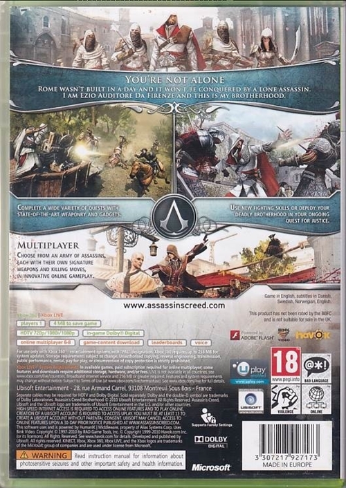 Assassins Creed Brotherhood - XBOX 360 (B Grade) (Genbrug)